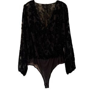 Forever 21 black velvet burnout bodysuit size 2x